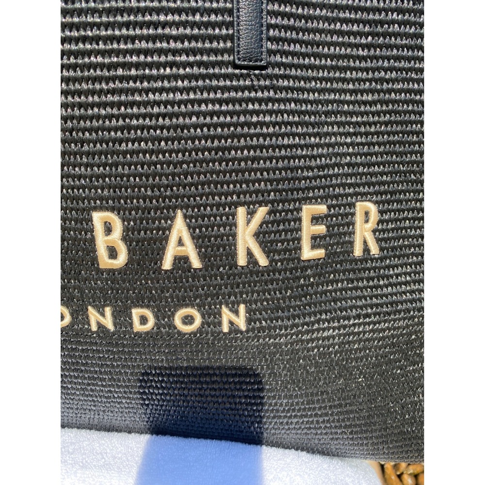NEW Ted Baker London The Icon Tote Black Woven Straw Logo Shoulder Bag NEW - Picture 11 of 16